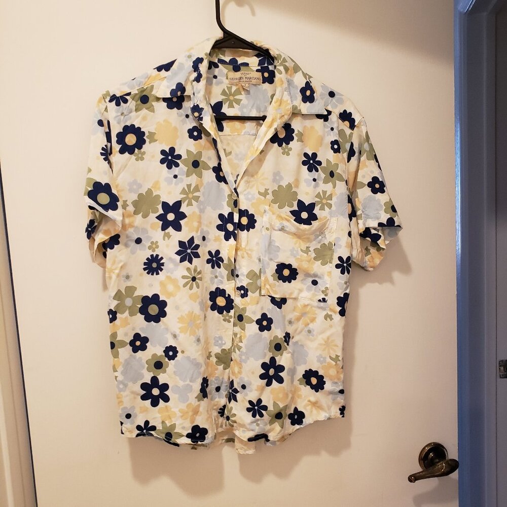 Vintage Late 1980s Guess Shirt With Groovy Flowers